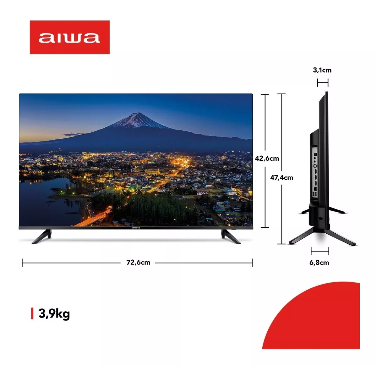 Tudo sobre a Smart TV Aiwa 32 Android HD tv aiwa lado